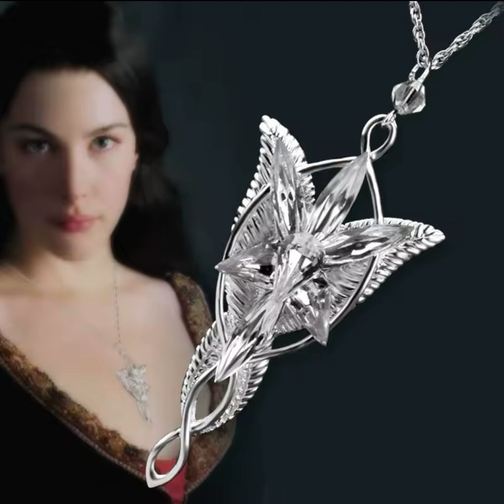 Lord of the Rings Silver Crystal Pendant Necklace